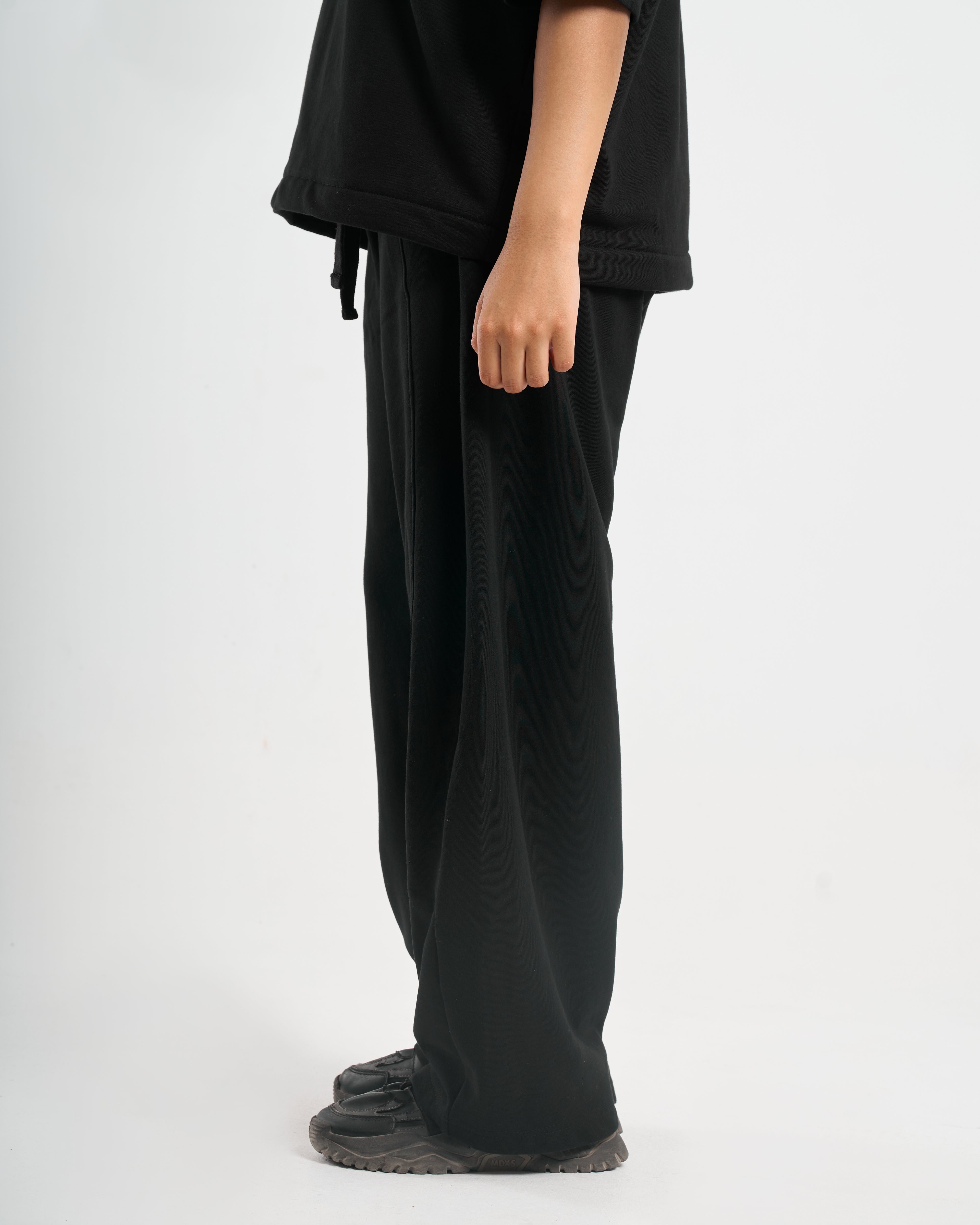METALCORE BLACK WIDE-LEG PANTS