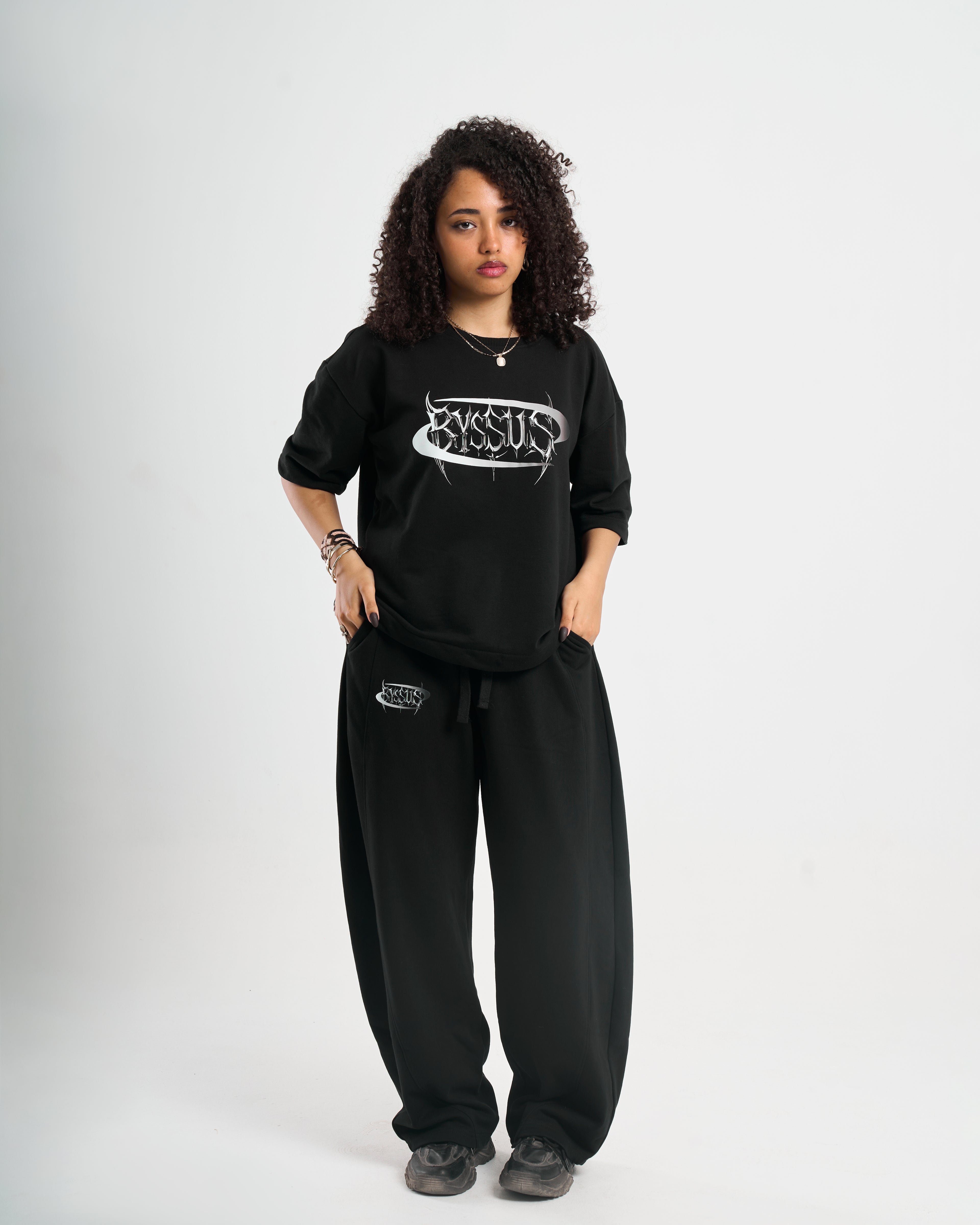 METALCORE BLACK WIDE-LEG PANTS