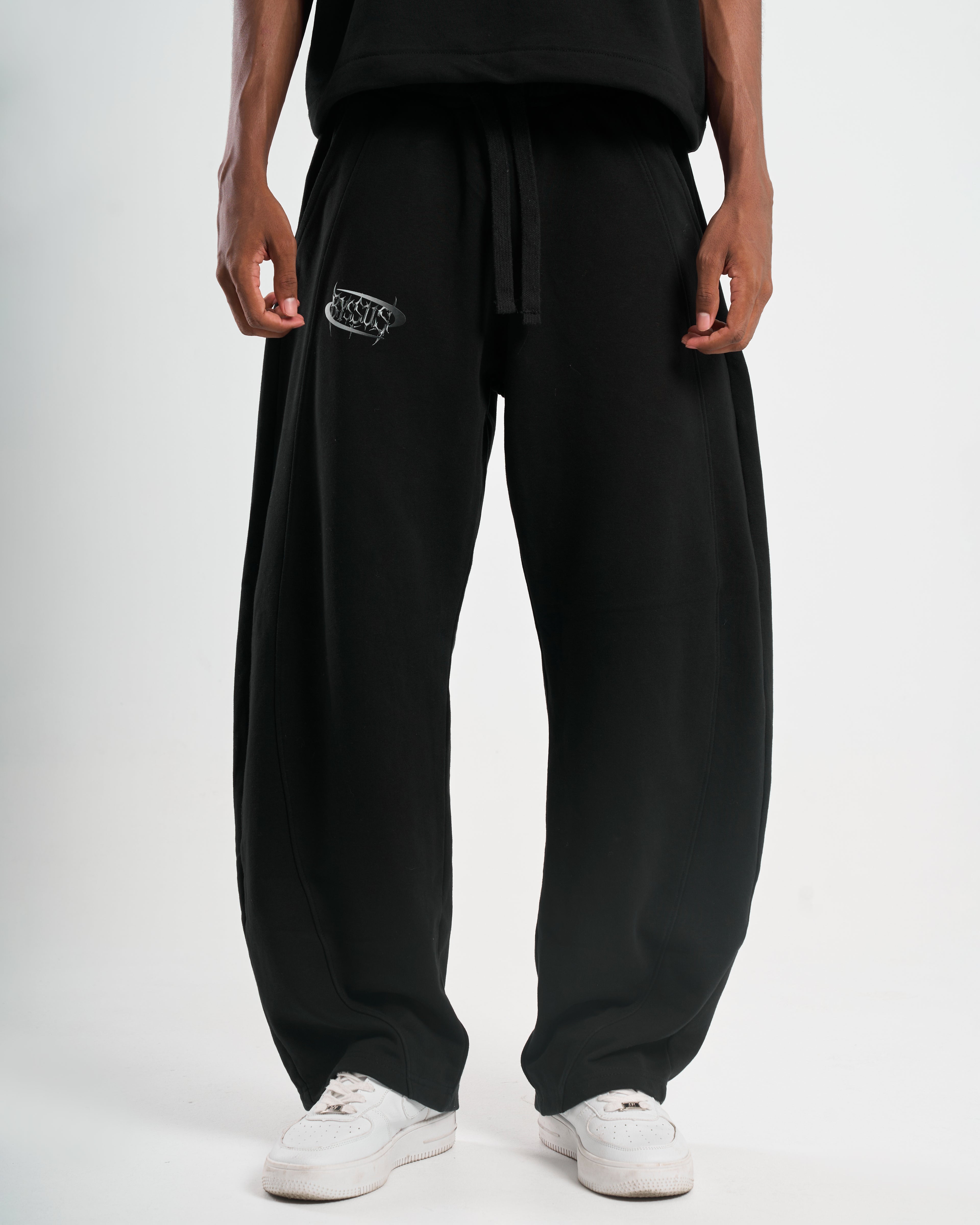 METALCORE BLACK WIDE-LEG PANTS